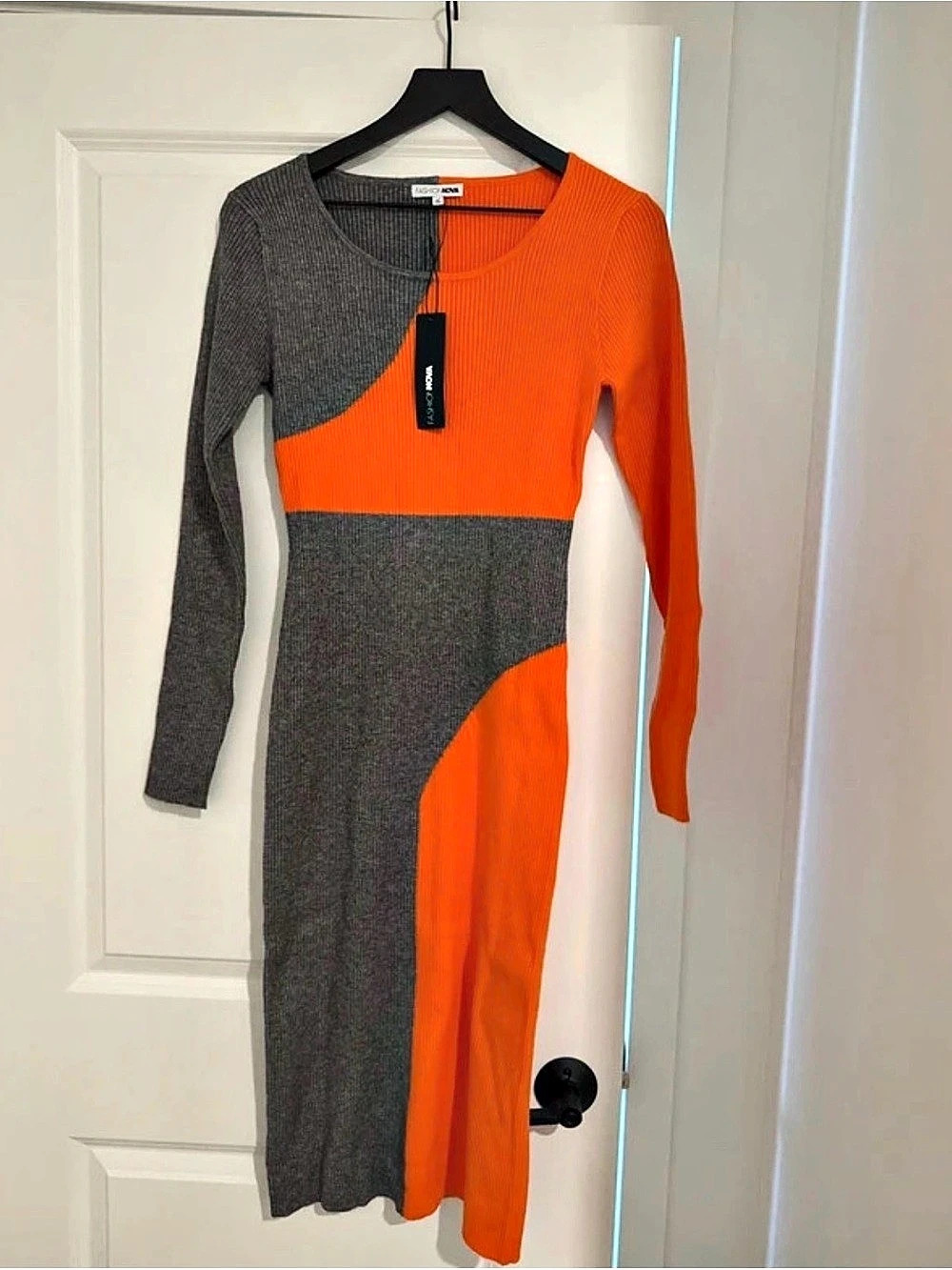 Fashion Nova Carmel Sweater Midi Dress Color Block Medium